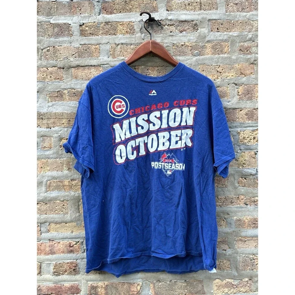 Majestic Chicago Cubs MLB 2015 Postseason Blue XL Shirt Officially Licensed